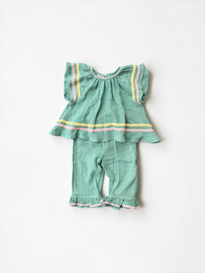 Muslin Cotton Relaxed Frill Pants