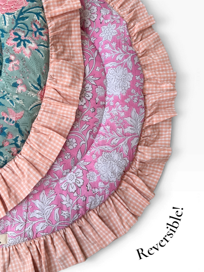 Baby Play Mat Round Frill -Reversible Small Double Foam Only-