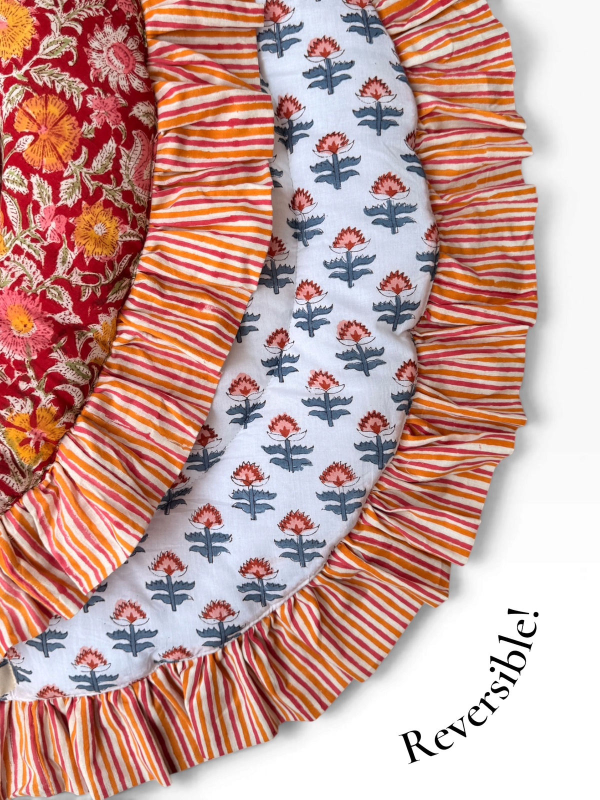 Baby Play Mat Round Frill -Reversible Small Double Foam Only-