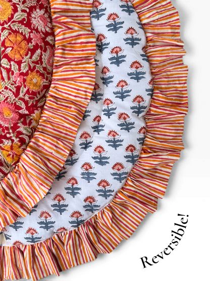 Baby Play Mat Round Frill -Reversible Small Double Foam Only-