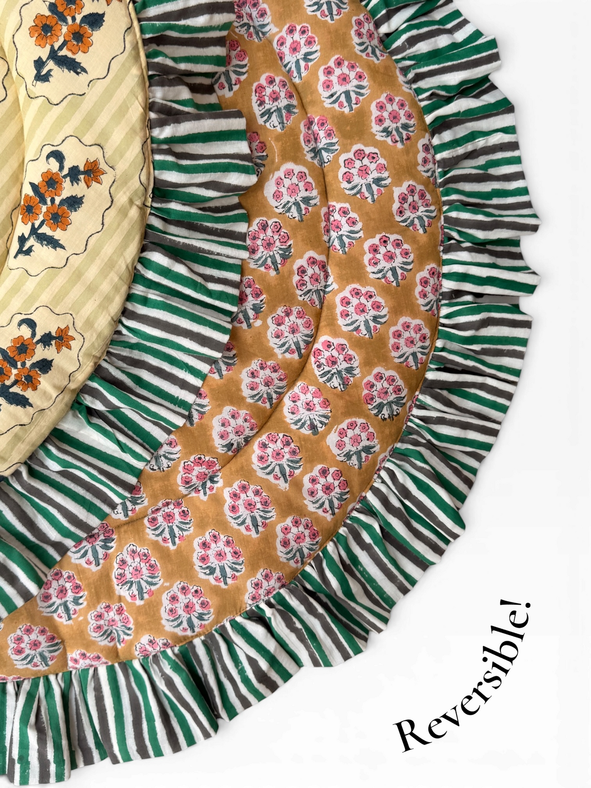 Baby Play Mat Round Frill -Reversible Small Double Foam Only-