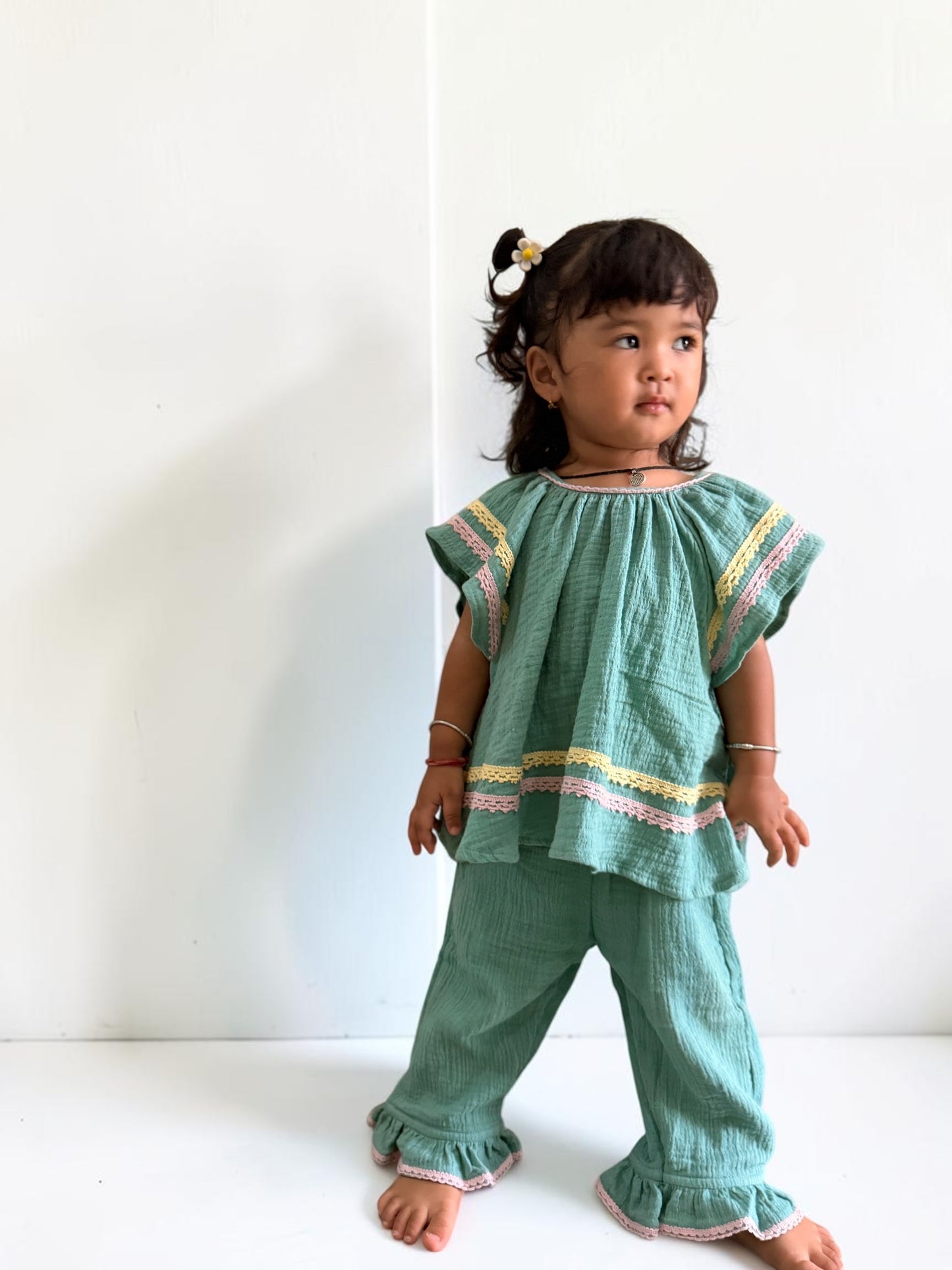 Muslin Cotton Relaxed Frill Pants