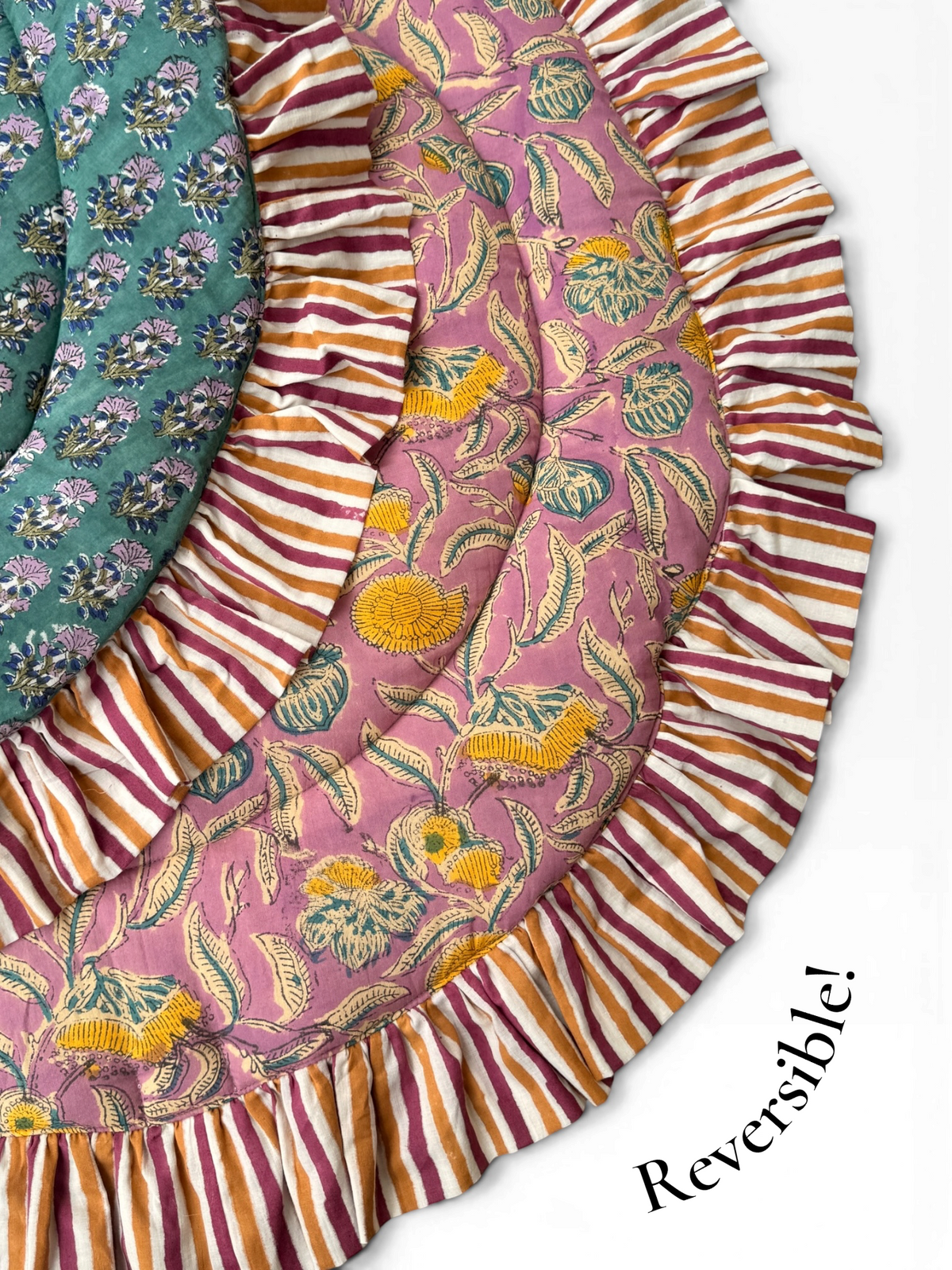 Baby Play Mat Round Frill -Reversible Small Double Foam Only-