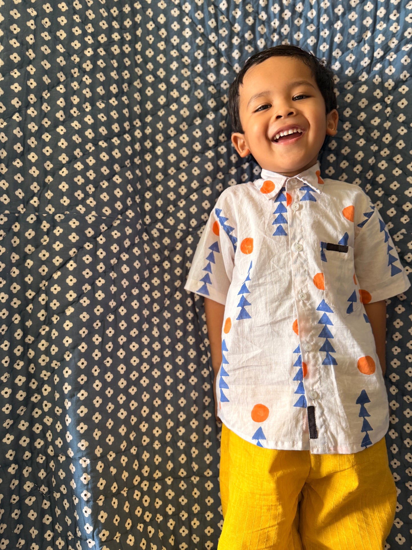 Boy's Block Print Short Sleeve Shirts