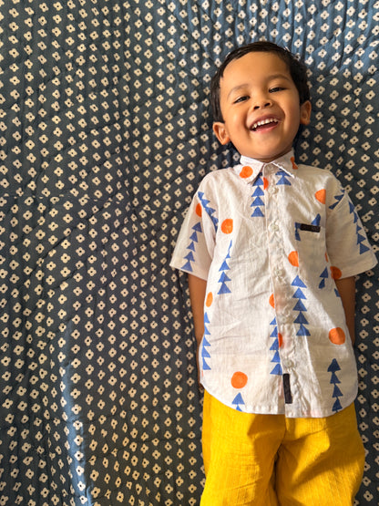 Boy's Block Print Short Sleeve Shirts
