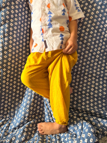 Khadi Dobby Cotton Striped Elastic Comfy Trouser