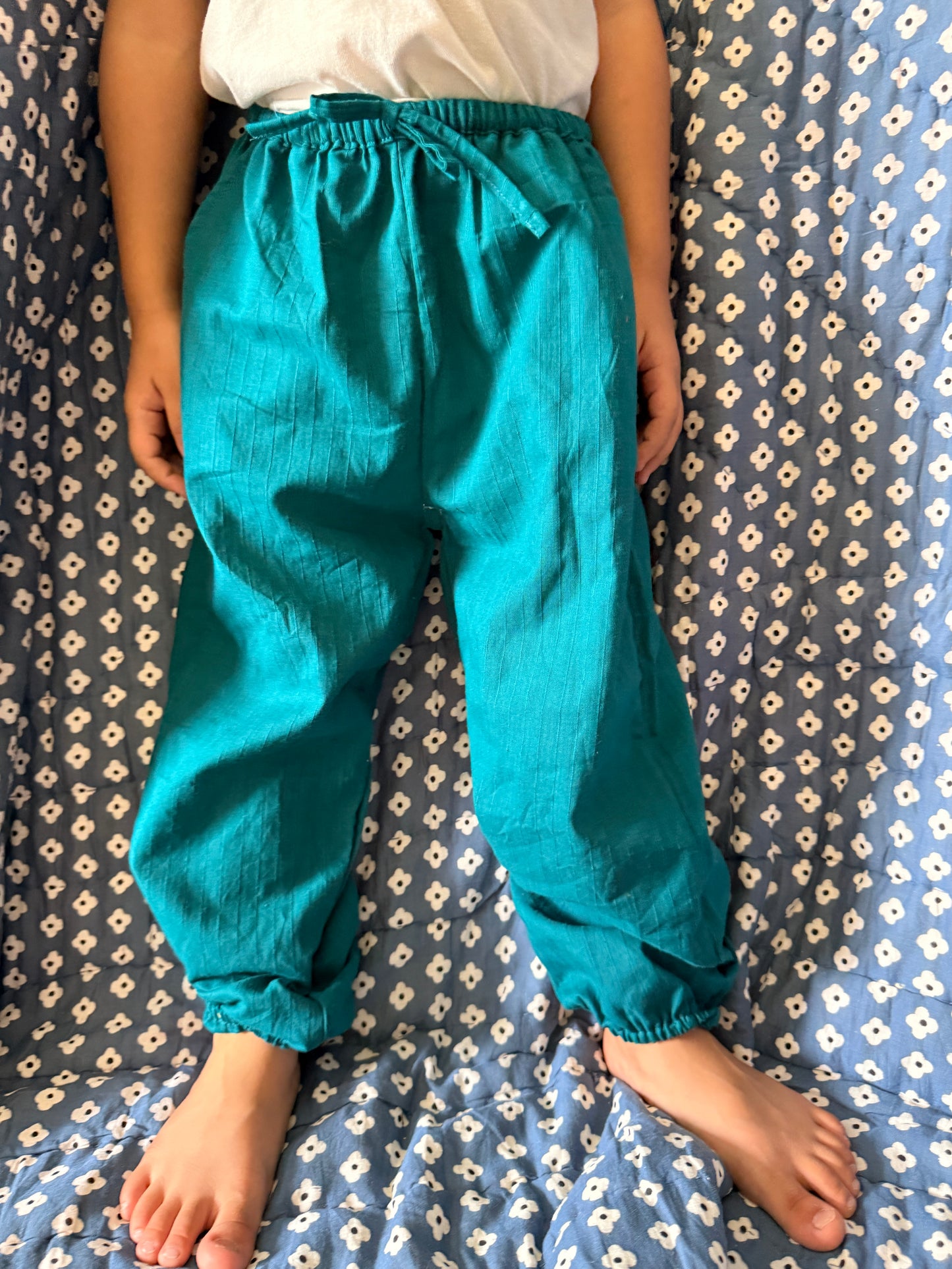Khadi Dobby Cotton Striped Elastic Comfy Trouser