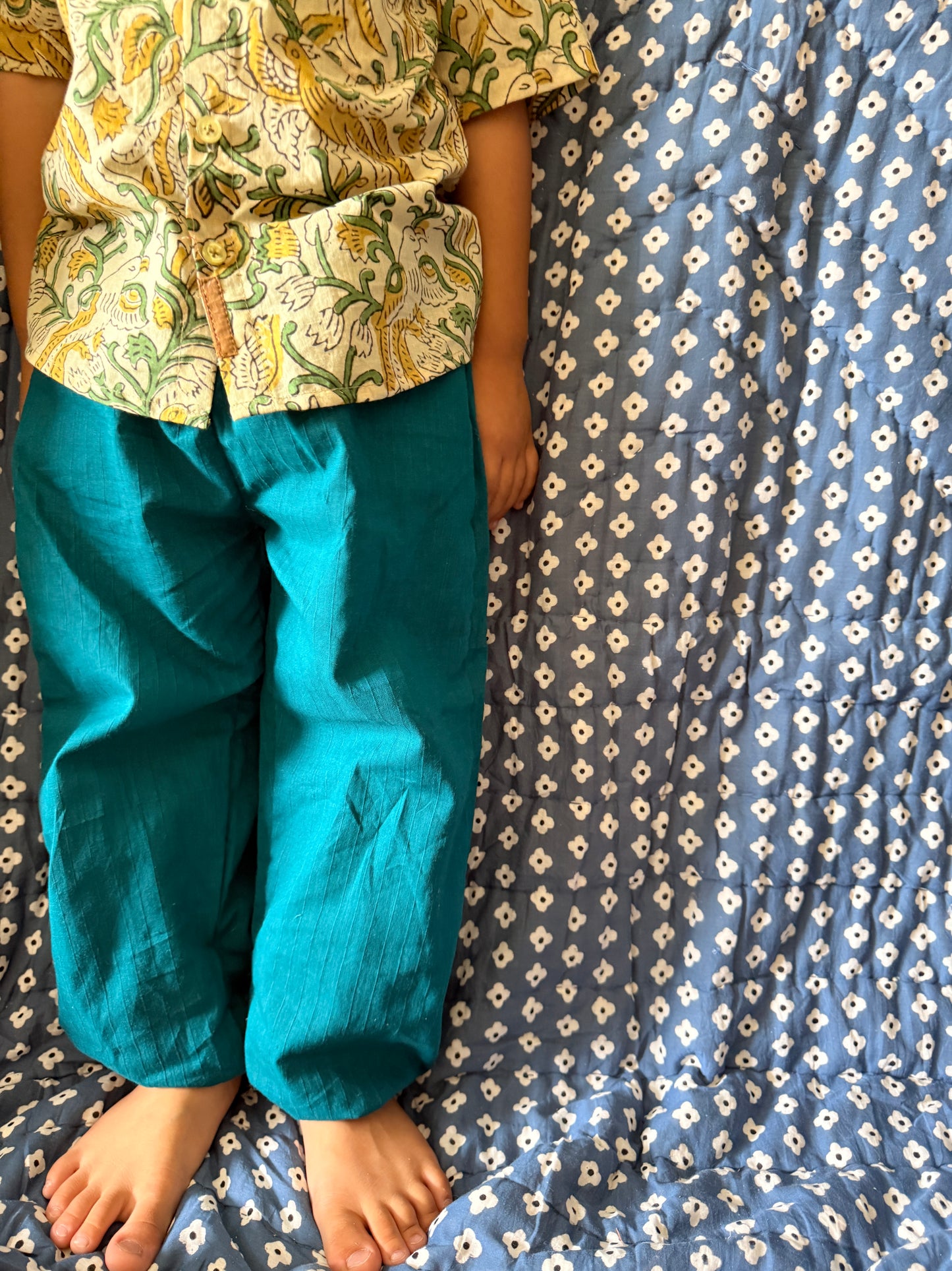 Khadi Dobby Cotton Striped Elastic Comfy Trouser