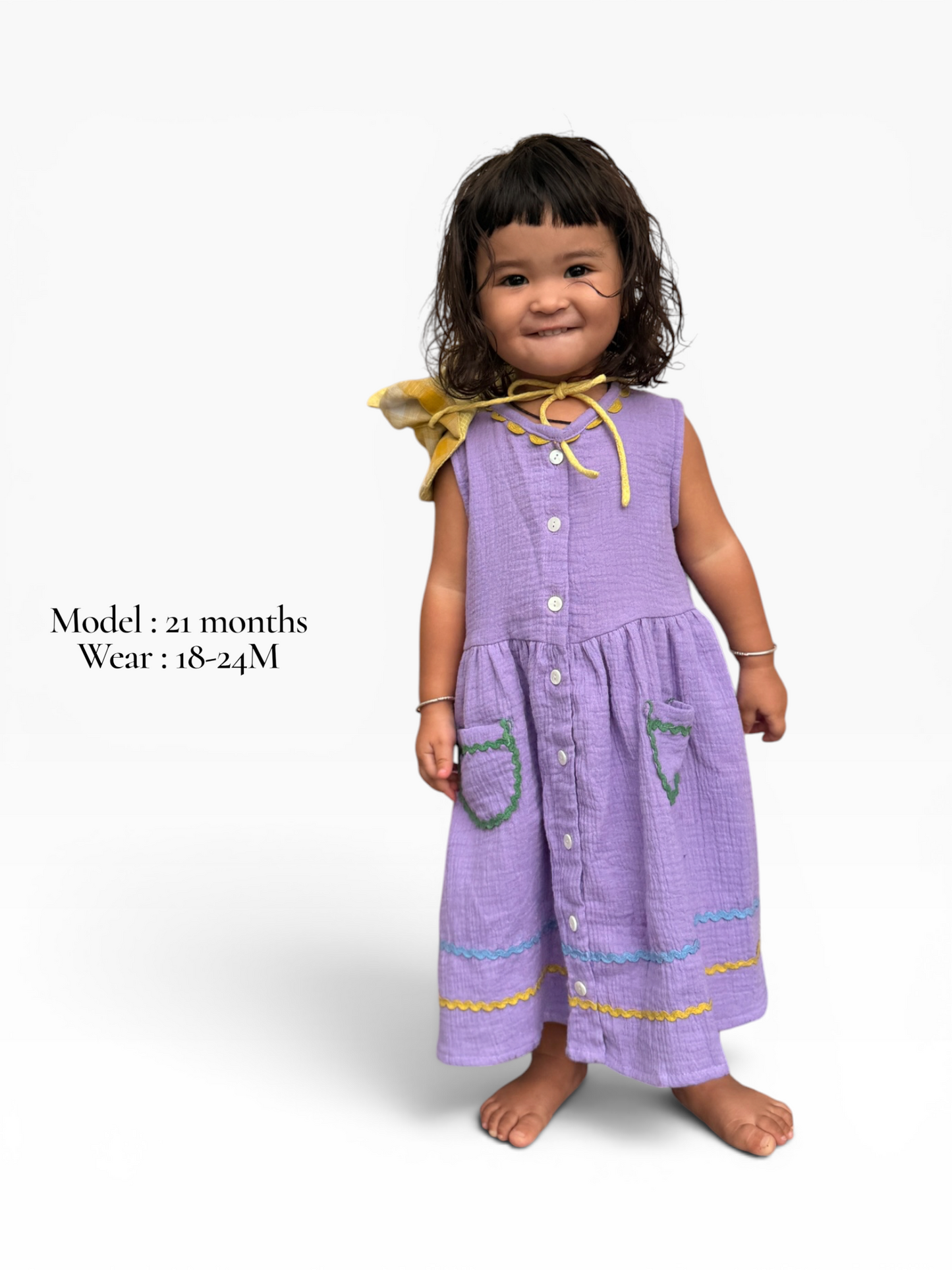Muslin Ric-Rac Non Sleeve Dress