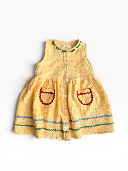 Muslin Ric-Rac Non Sleeve Dress