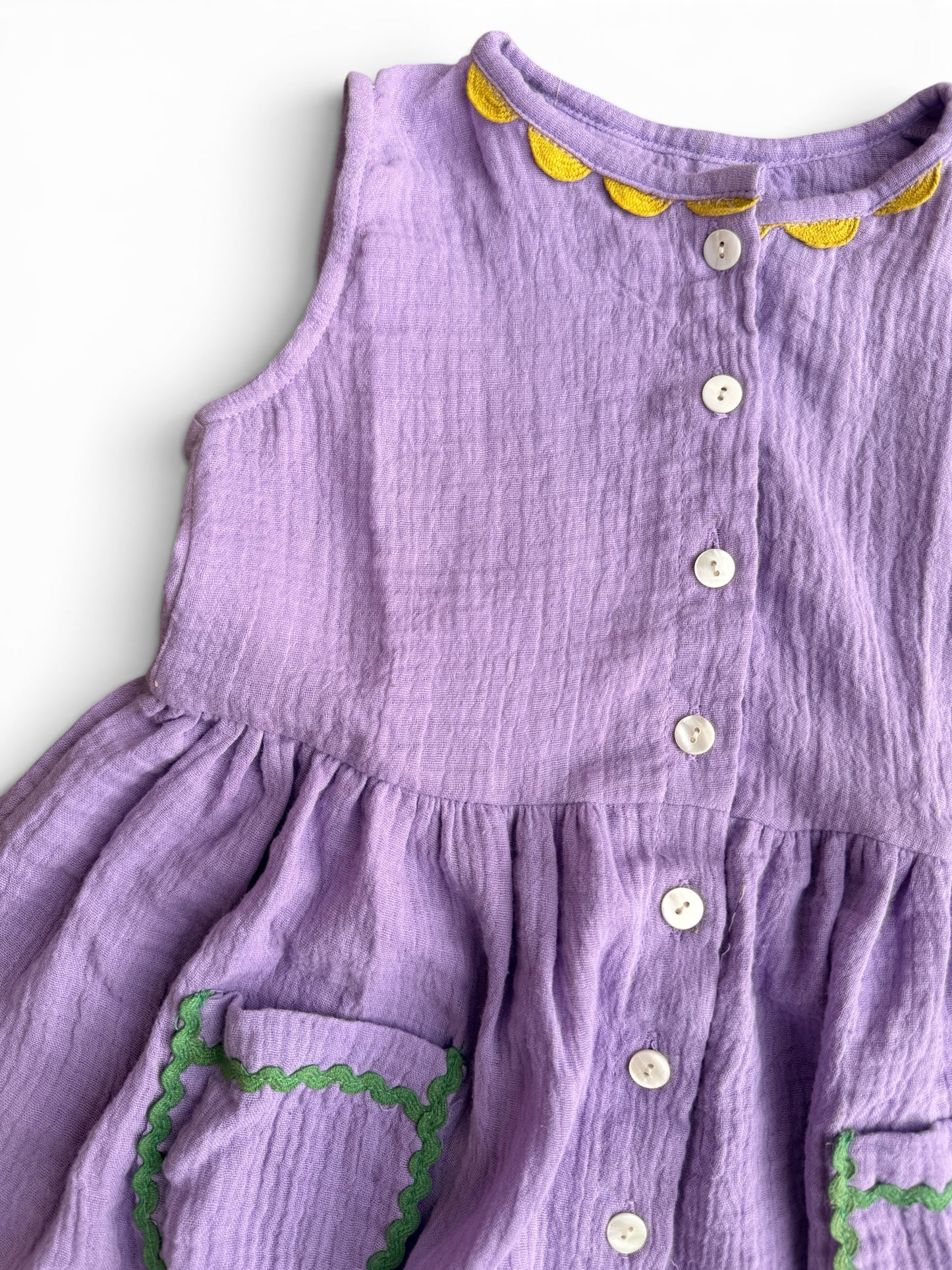 Muslin Ric-Rac Non Sleeve Dress