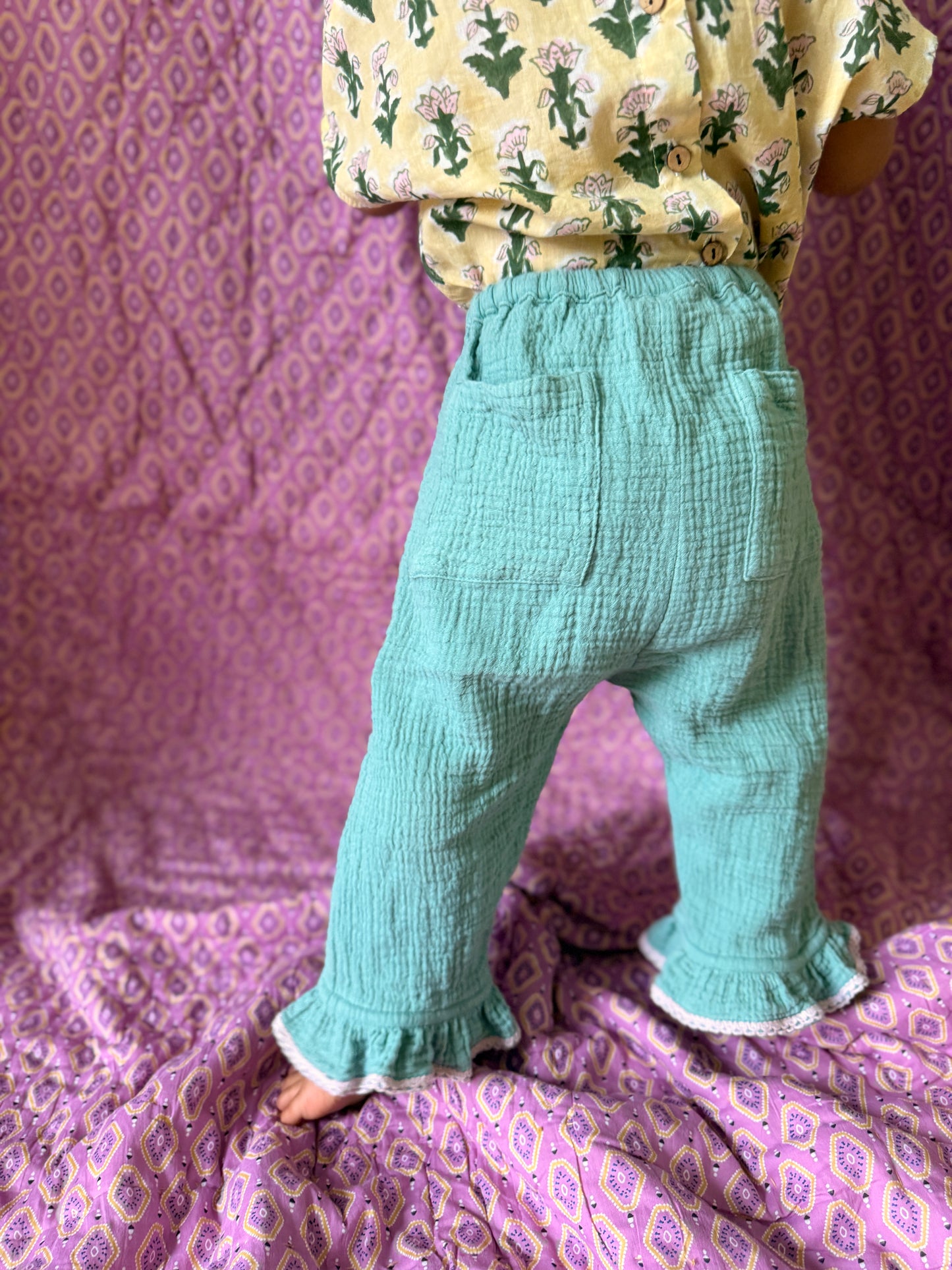 Muslin Cotton Relaxed Frill Pants