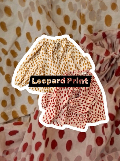 Leopard Print Block Print Blouse -Natural Dyed-