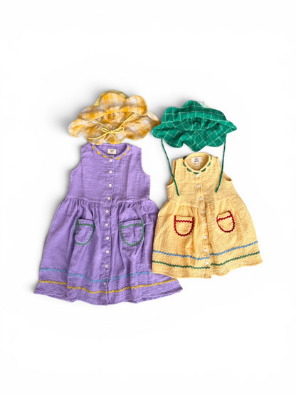 Muslin Ric-Rac Non Sleeve Dress