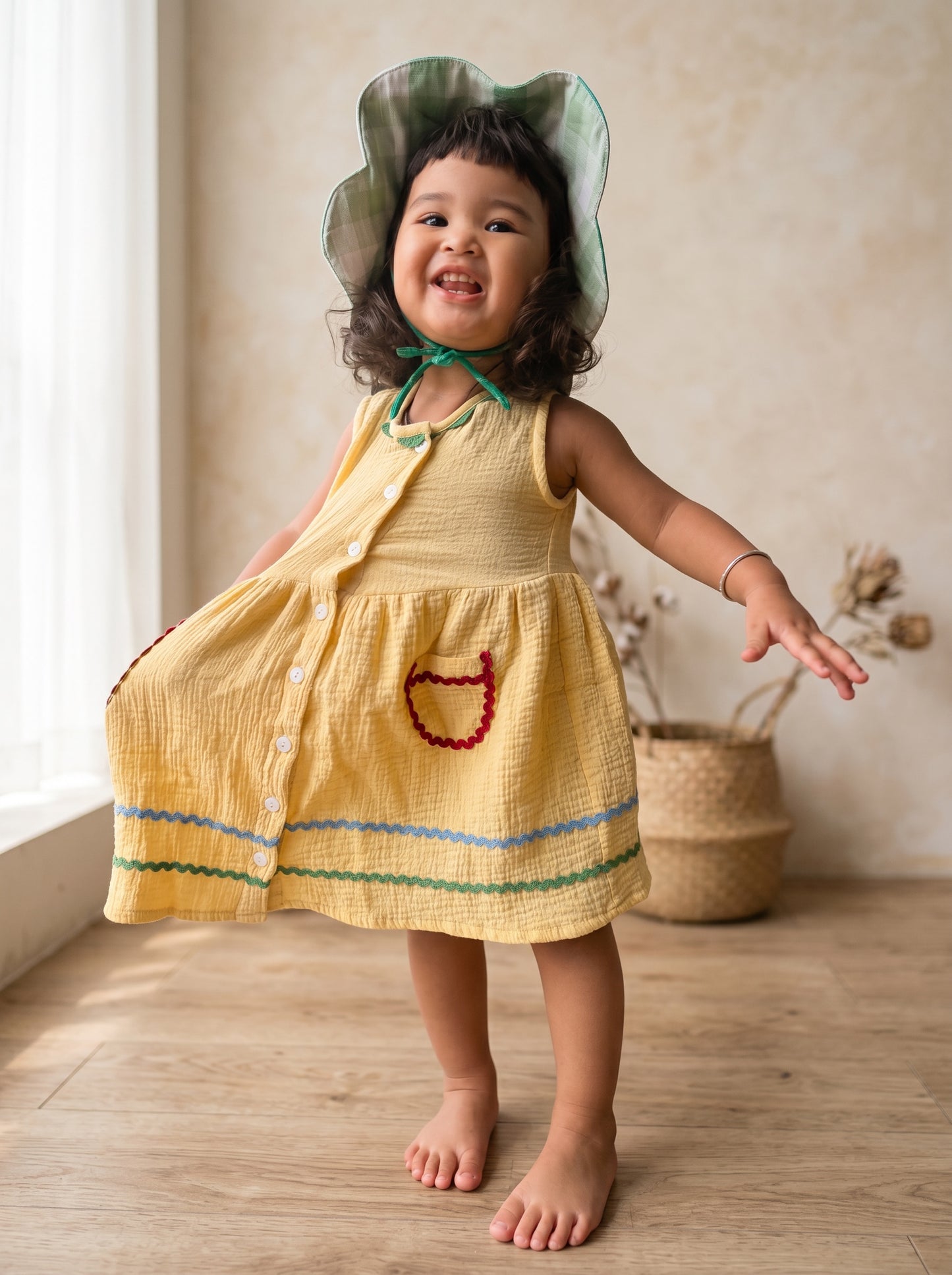 Muslin Ric-Rac Non Sleeve Dress