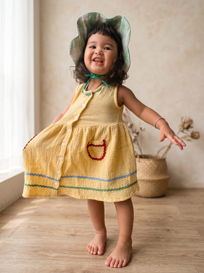 Muslin Ric-Rac Non Sleeve Dress
