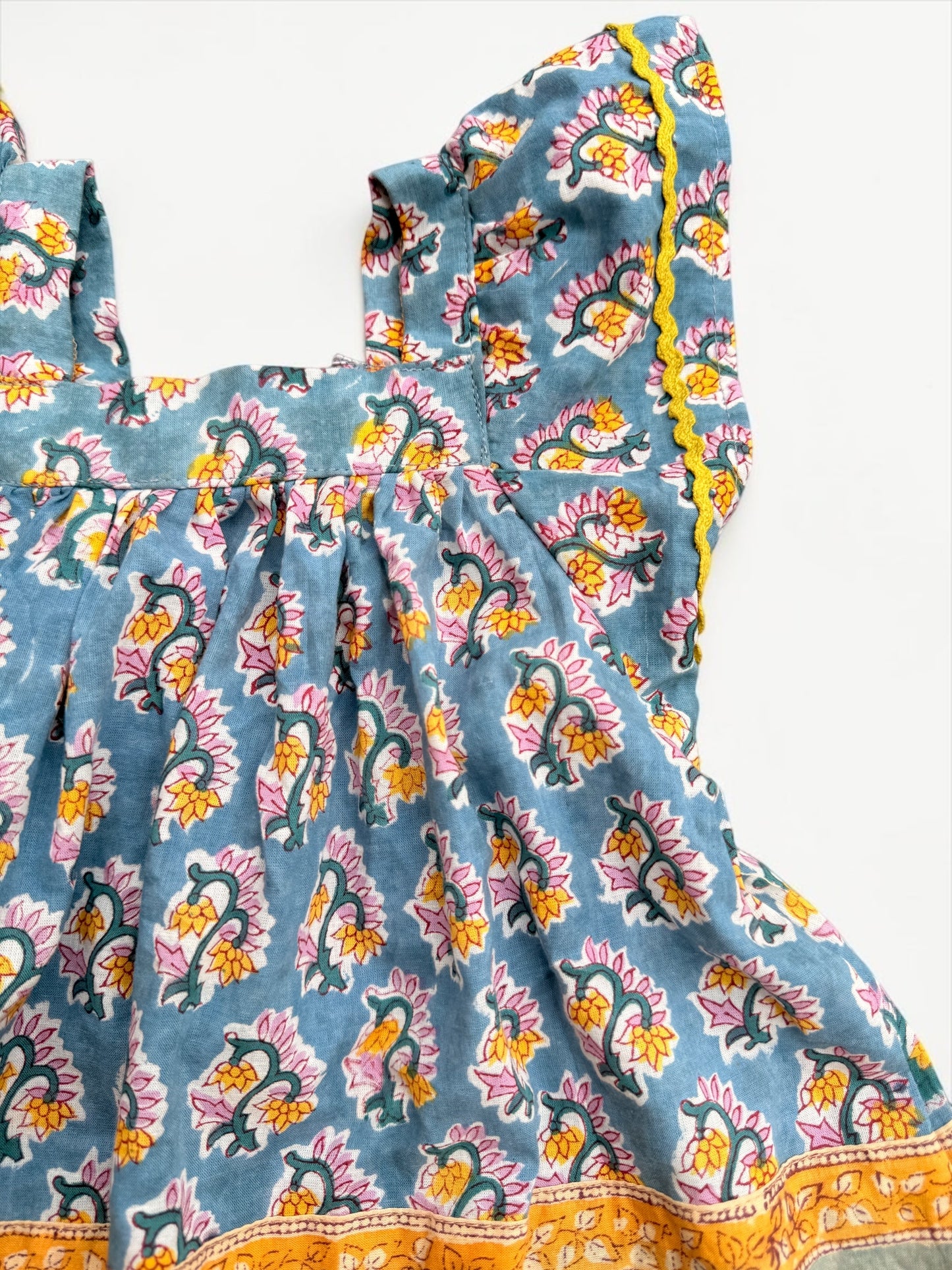 Border Ruffled Sleeve Dress