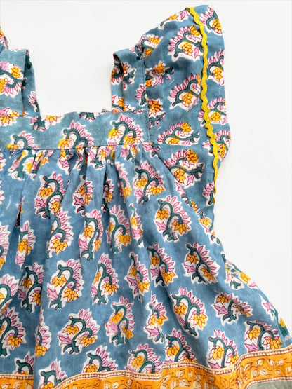 Border Ruffled Sleeve Dress