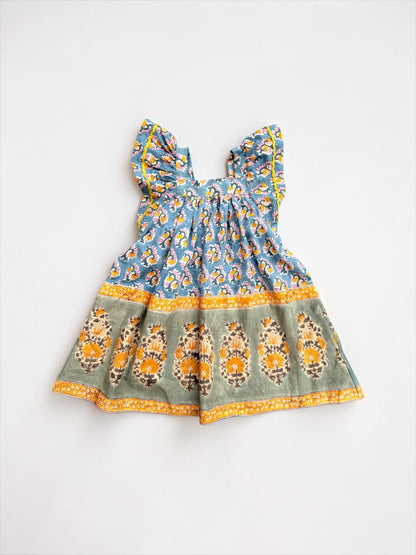 Border Ruffled Sleeve Dress