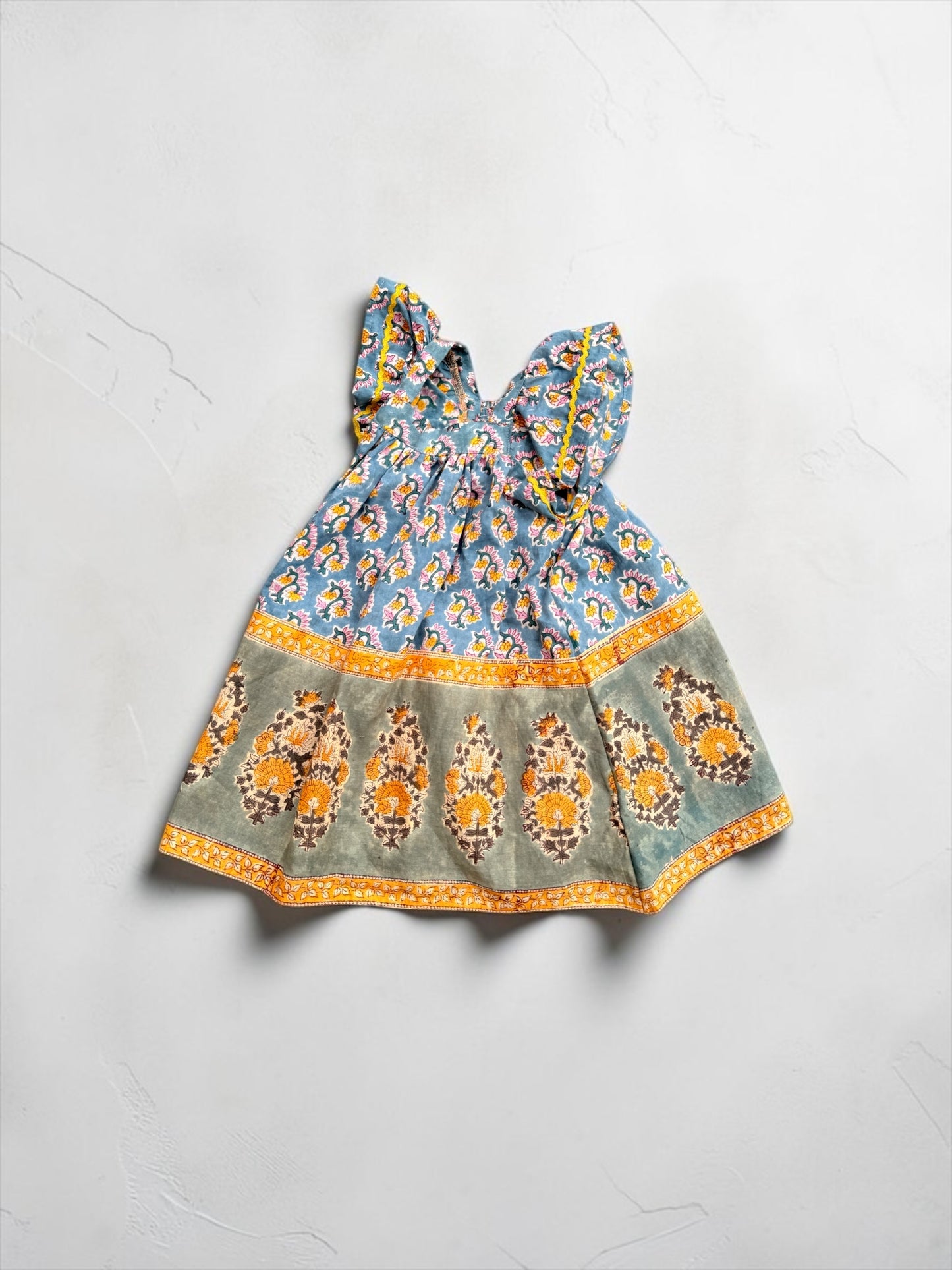 Border Ruffled Sleeve Dress