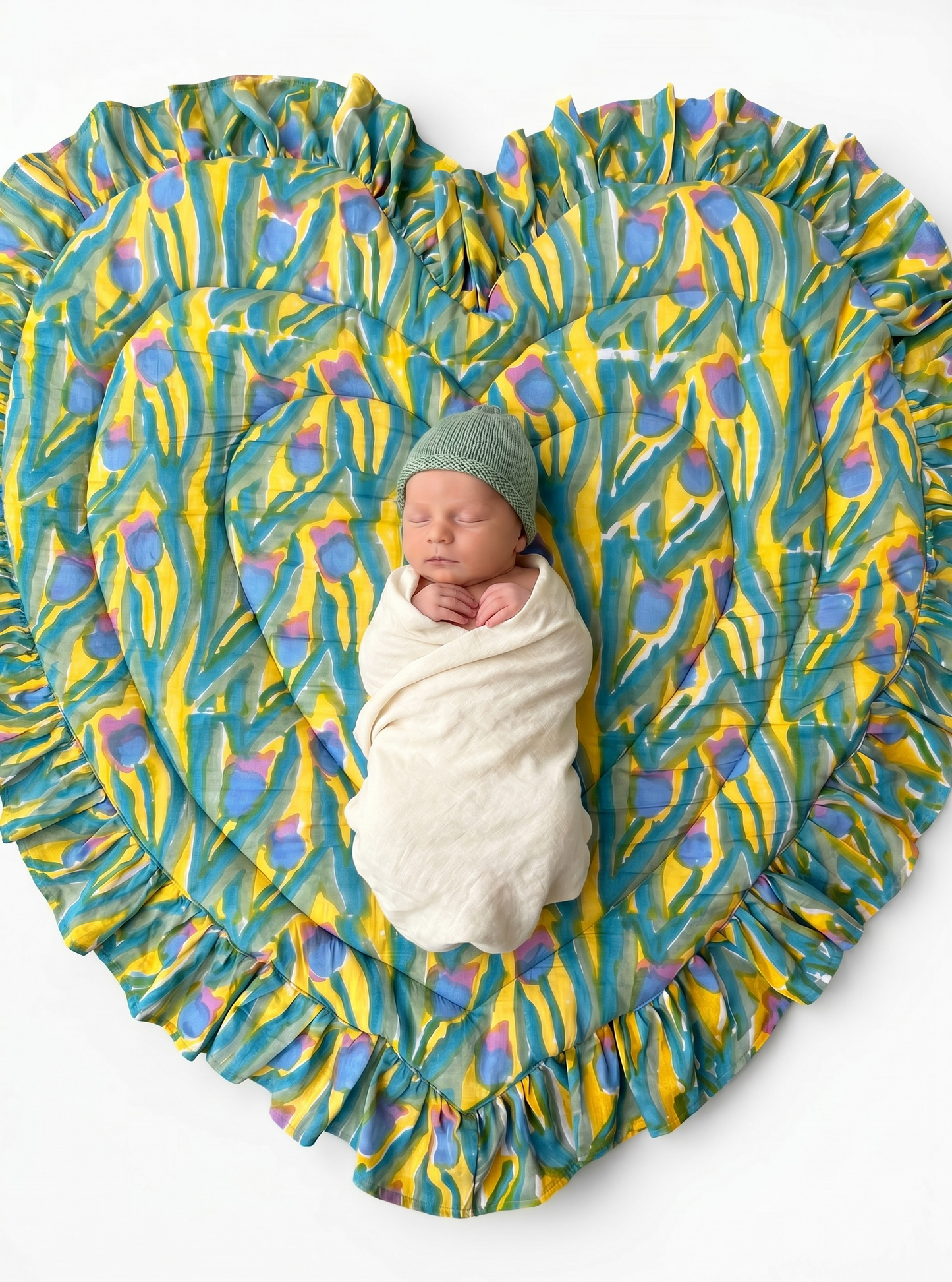 Baby Quilt Play Mat Heart Frill -Monsoon Colors-