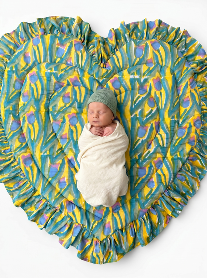 Baby Quilt Play Mat Heart Frill -Monsoon Colors-