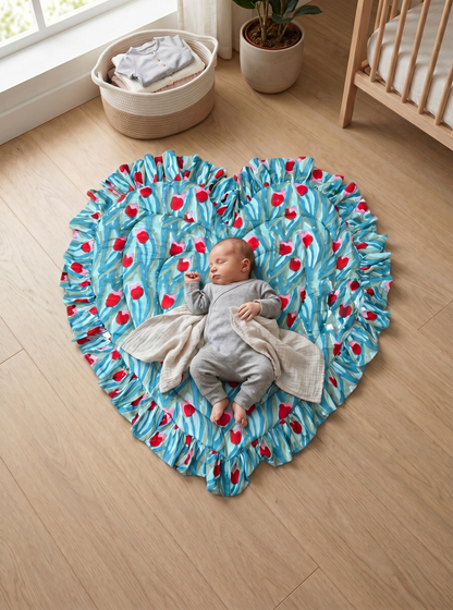 Baby Quilt Play Mat Heart Frill -Monsoon Colors-