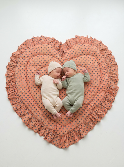 Baby Quilt Play Mat Heart Frill -Monsoon Colors-