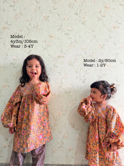 Balloon Sleeve Midi Retro Dress