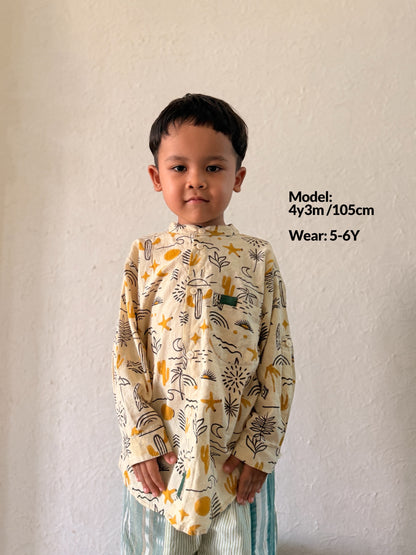 Boys Block Print Long Sleeve Regular Fit Shirt