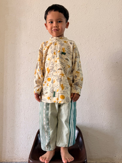 Boys Block Print Long Sleeve Regular Fit Shirt