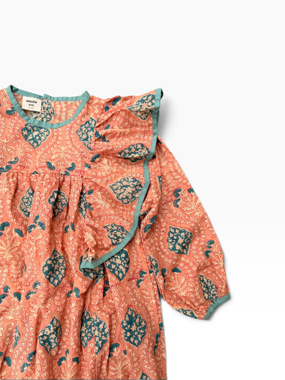 Baby Girl Ruffles Block Print Romper