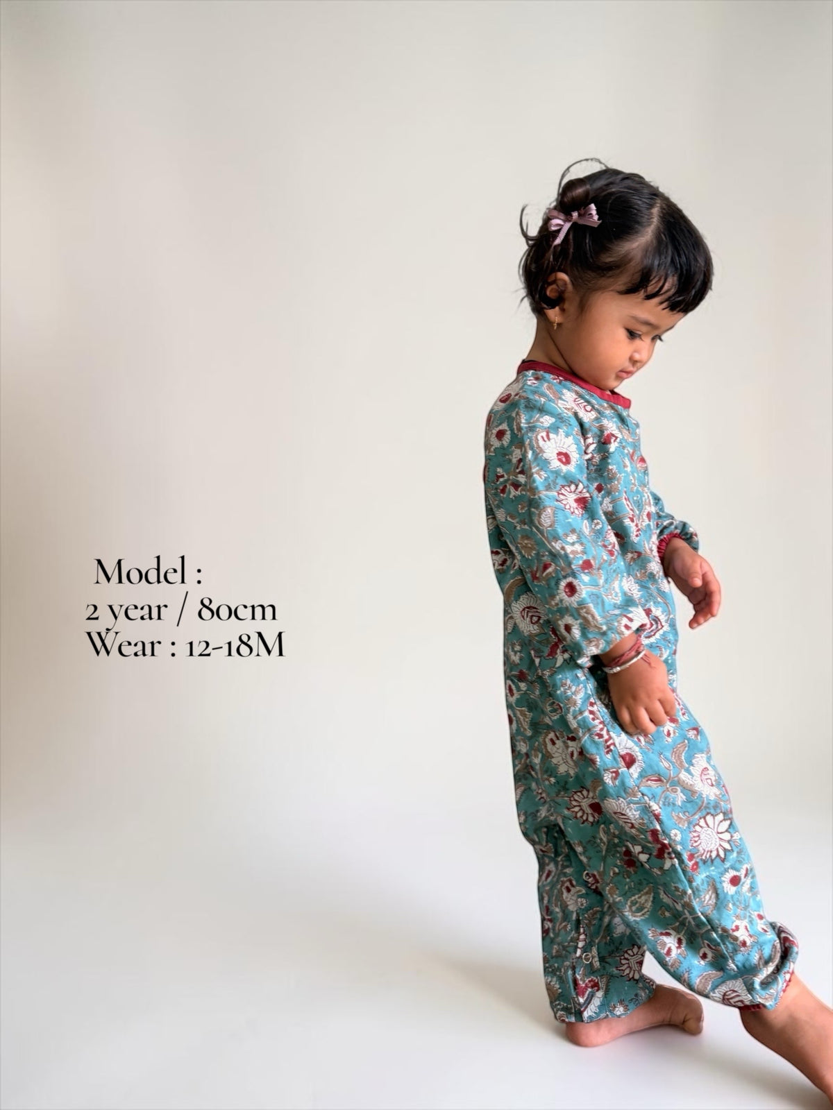 Block Print Piping Baby Romper
