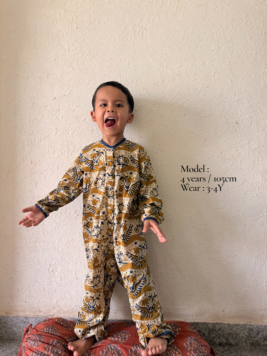 Block Print Piping Baby Romper