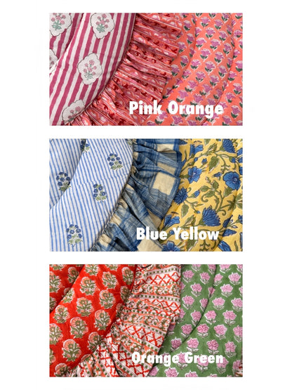 Baby Play Mat Round Frill -Reversible Large(Regular size)-