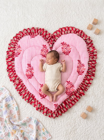 Baby Play Mat Heart Frill -Reversible Small Double Foam Only-