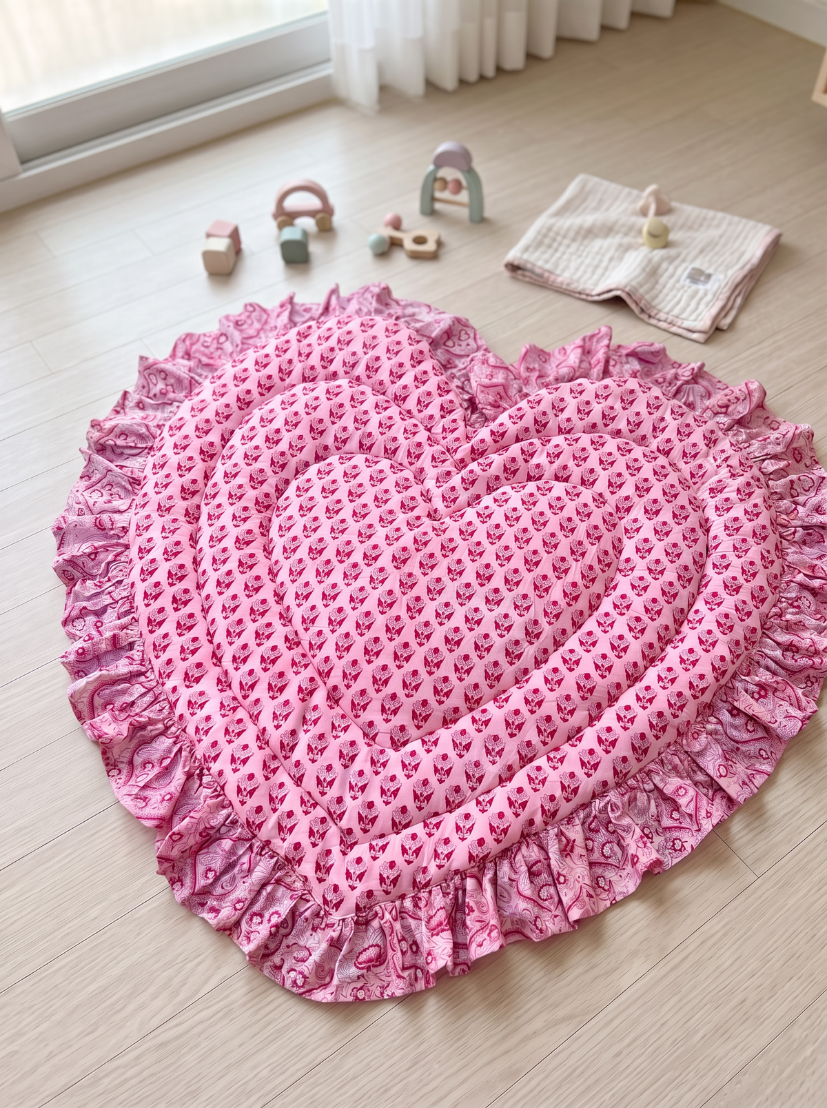 Baby Play Mat Heart Frill -Regular Size Pink Type-