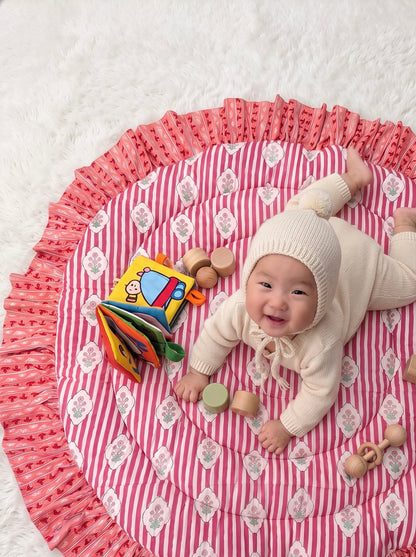 Baby Play Mat Round Frill -Reversible Large(Regular size)-