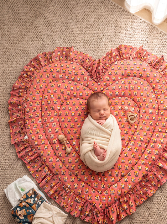 Baby Play Mat Heart Frill -Regular Size Pink Type-
