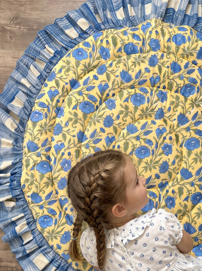 Baby Play Mat Round Frill -Reversible Large(Regular size)-