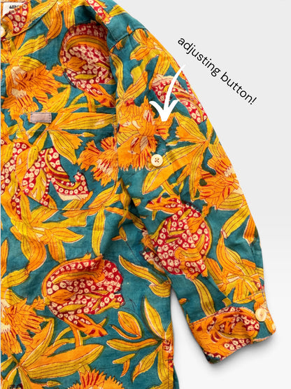 Boys Block Print Long Sleeve Regular Fit Shirt