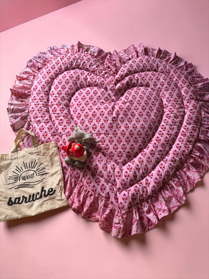 Baby Play Mat Heart Frill -Regular Size Pink Type-