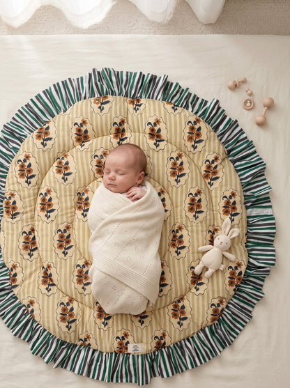Baby Play Mat Round Frill -Reversible Small Double Foam Only-