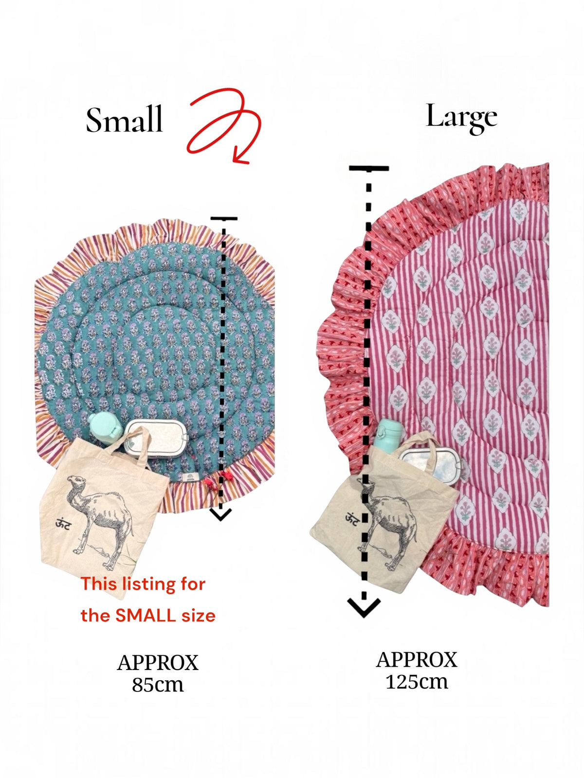 Baby Play Mat Round Frill -Reversible Small Double Foam Only-