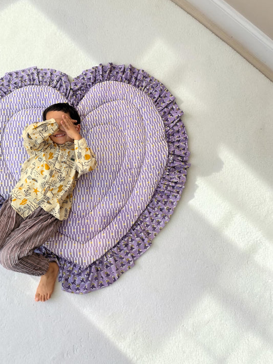Baby Play Mat Heart Frill -Reversible Large(Regular size)-