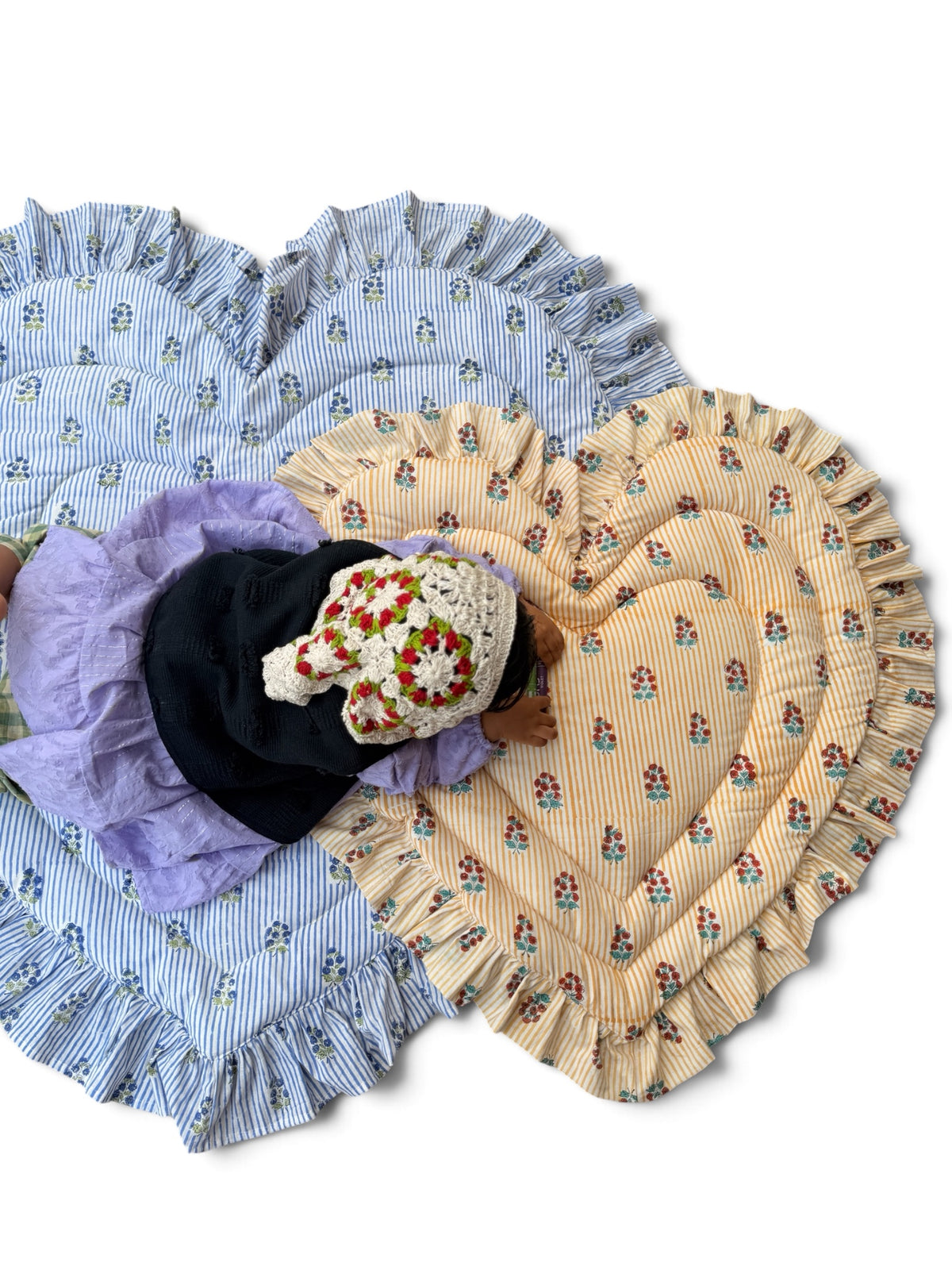 -レギュラーサイズ- Baby  Play Mat Heart Frill / Soft Autumn Colors