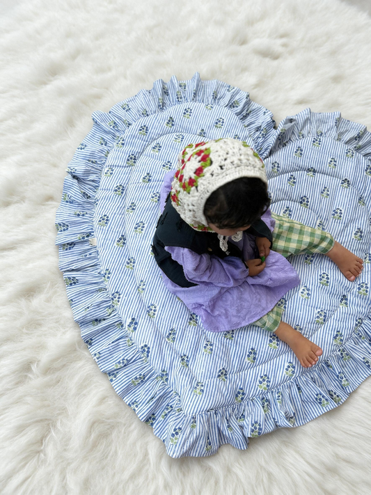 Baby Play Mat Heart Frill -Regular Size / Soft Autumn Colors-