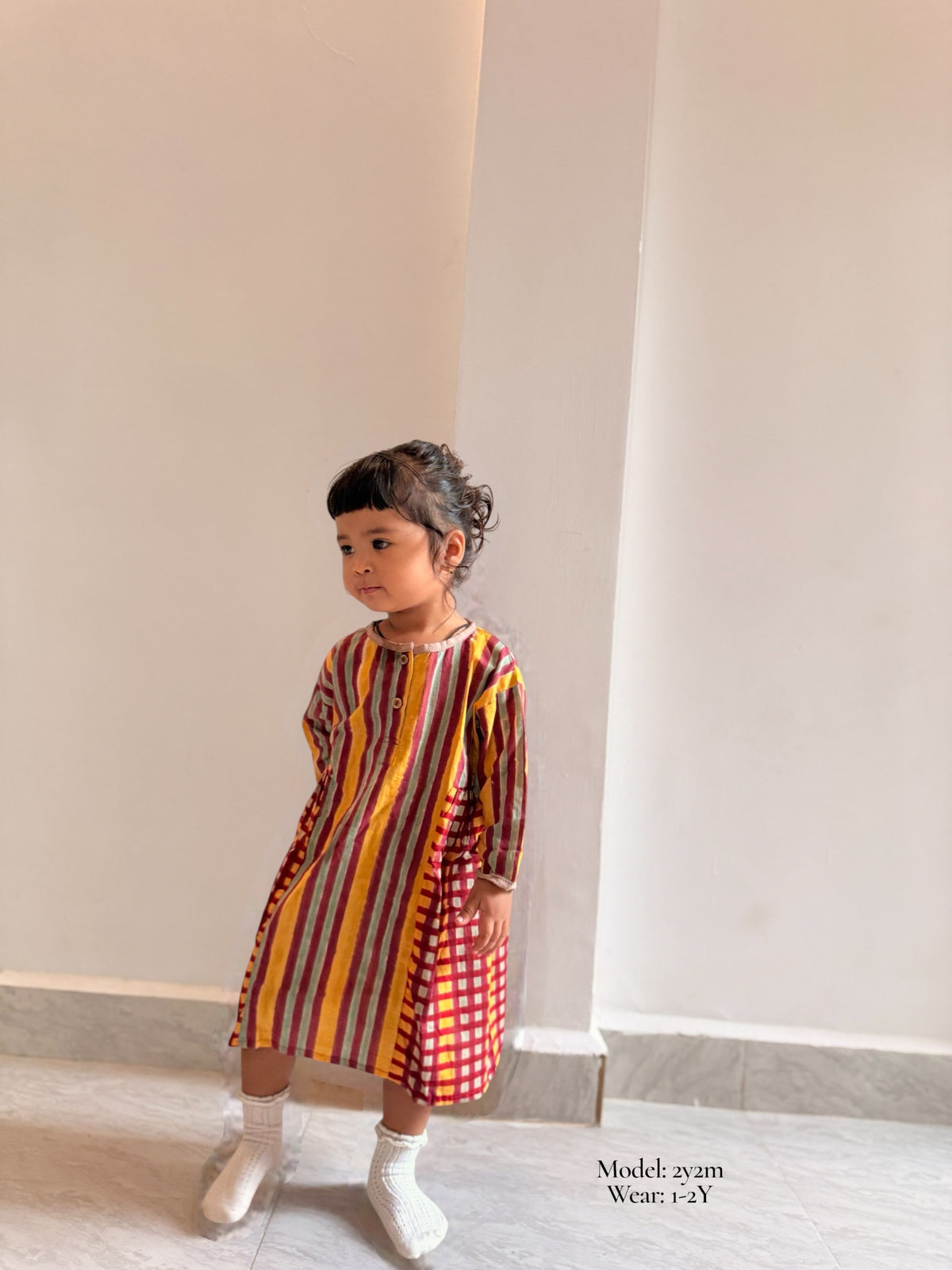 Checks & Stripes Side Gather Dress
