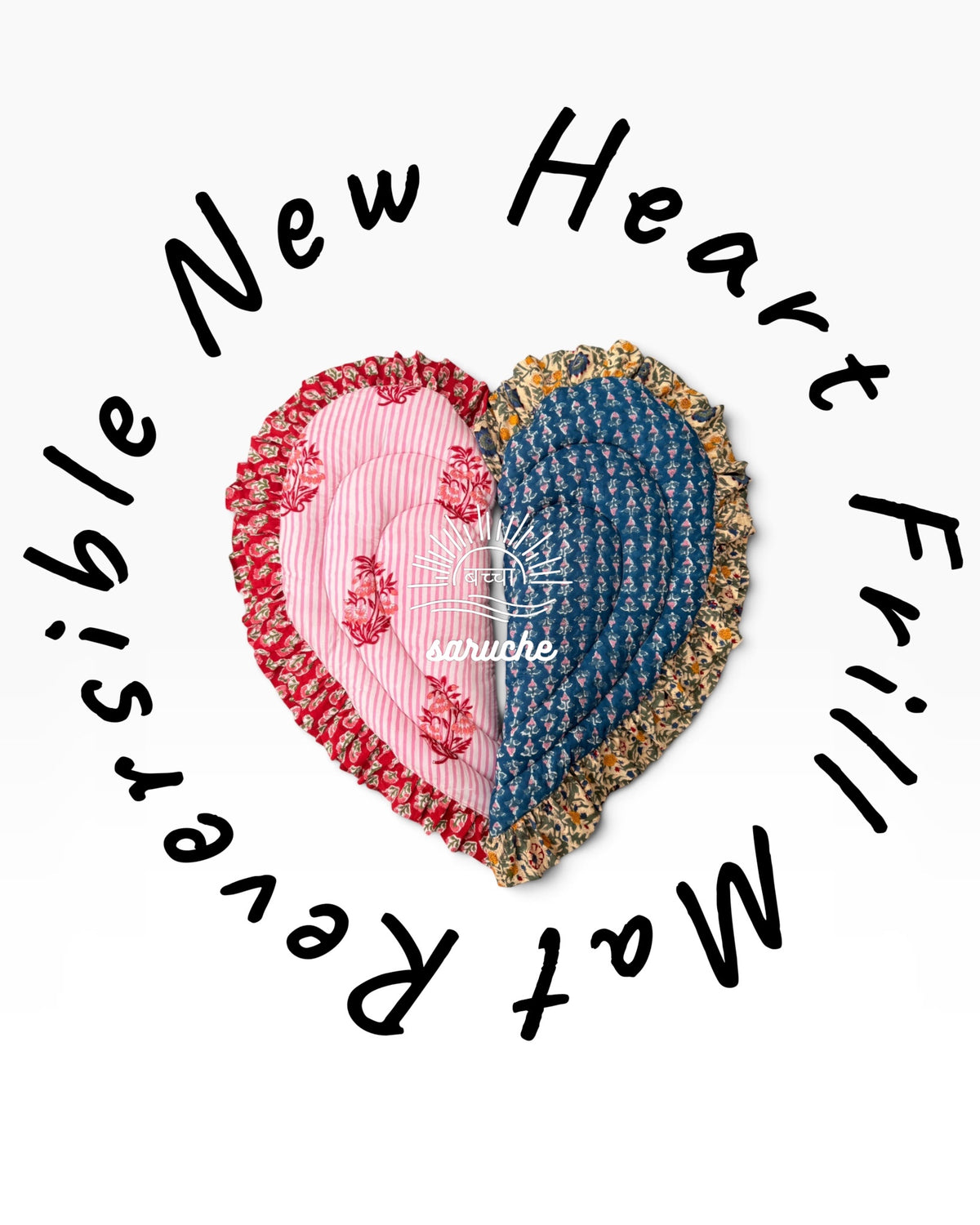 Baby Play Mat Heart Frill -Reversible Small Double Foam Only-