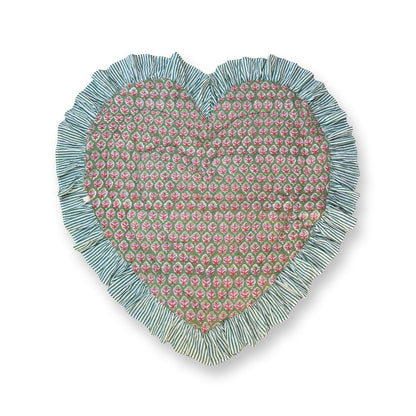 Baby Quilt Play Mat Heart Frill -Green × Green Stripe-